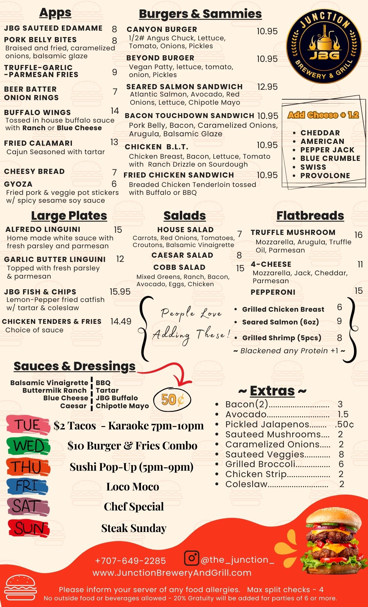 Menu Junction Brewery & Grill